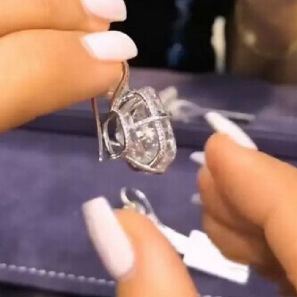 NEW 925 Sterling silver Diamond Earrings - Picture 2 of 6